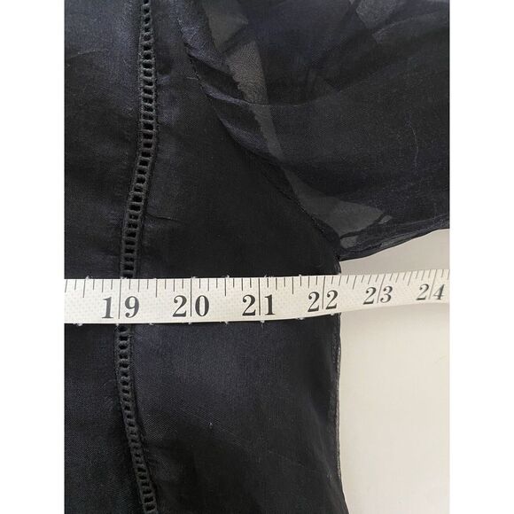 Agha Noor Silk Tunic Top Size L Black Embroidered V-Neck Whimsy Witchy Party - Picture 8 of 10